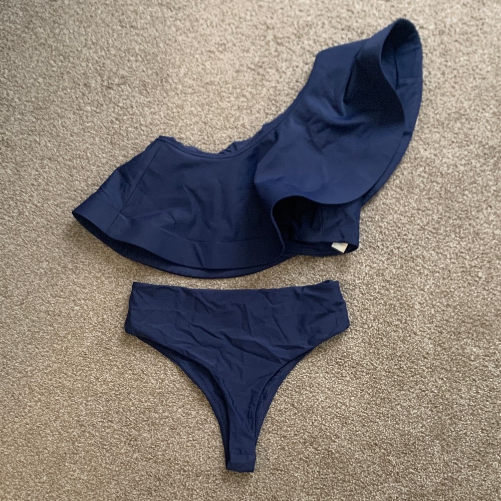 Karen Millen Drama bikini navy Blue Swim Set